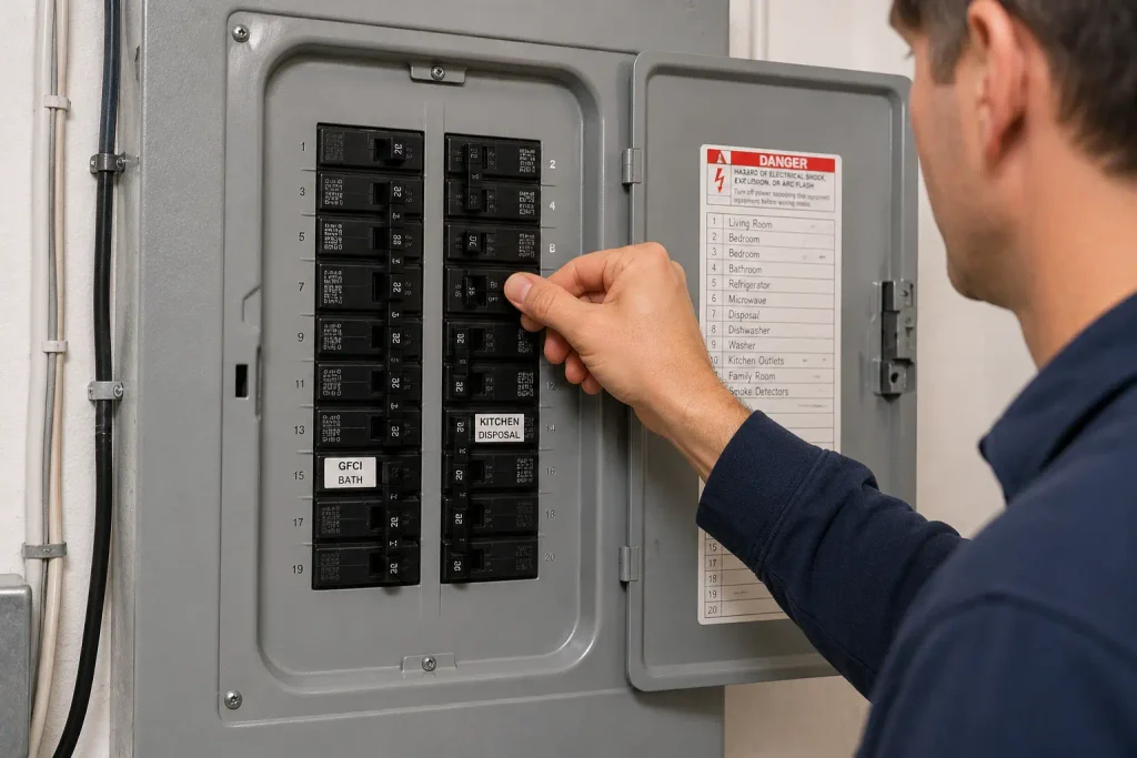 Checking circuit breaker for a garbage disposal