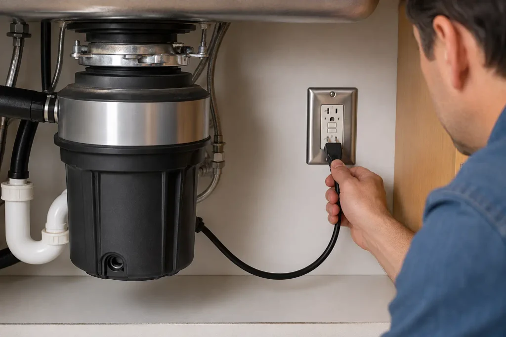 Checking power while learning how to fix a garbage disposal