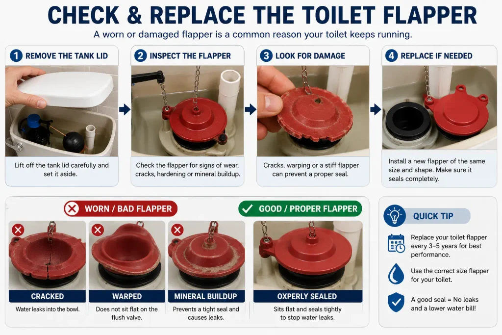 How to check a toilet flapper for leaks