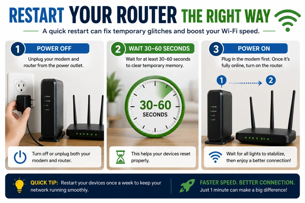How to restart WiFi router to fix slow internet