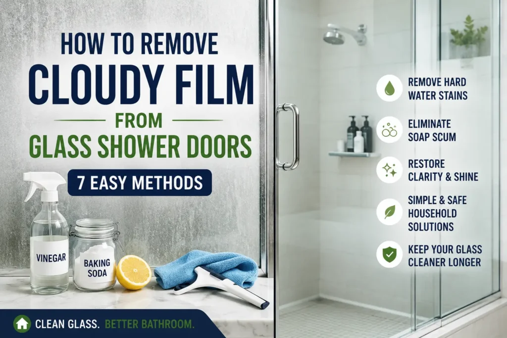 how to remove cloudy film from glass shower doors
