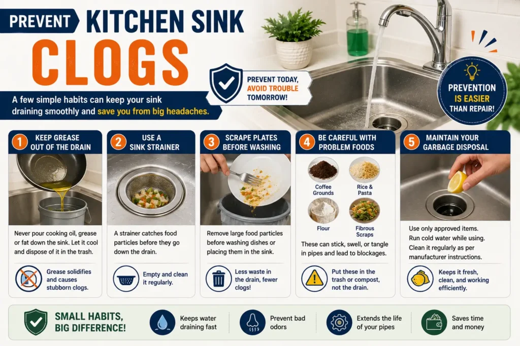 Ways to prevent kitchen sink clogs