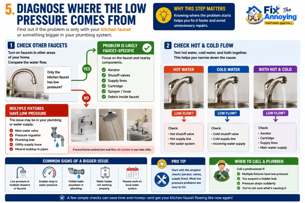 diagnose kitchen faucet low water pressure problem