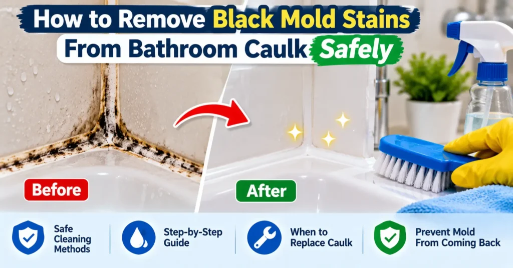 how to remove black mold stains from bathroom caulk