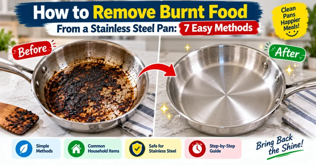 how to remove burnt food from a stainless steel pan