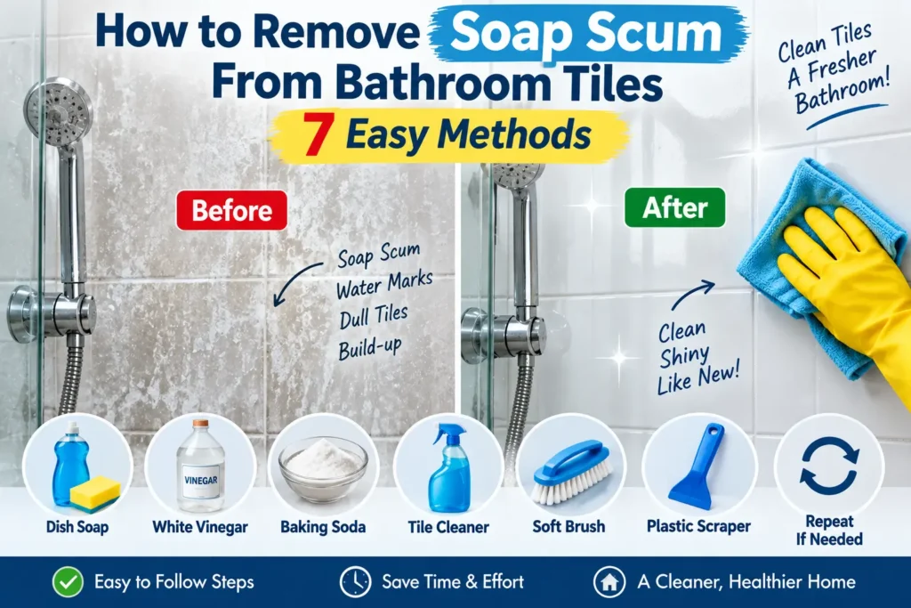 how to remove soap scum from bathroom tiles