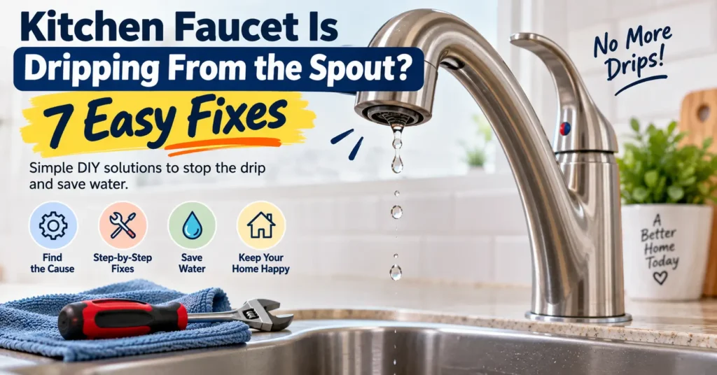 kitchen faucet is dripping from the spout