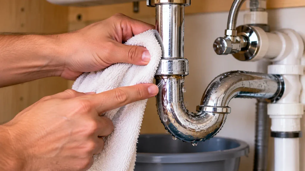 Finding the source of a leaking pipe by checking the first water drop
