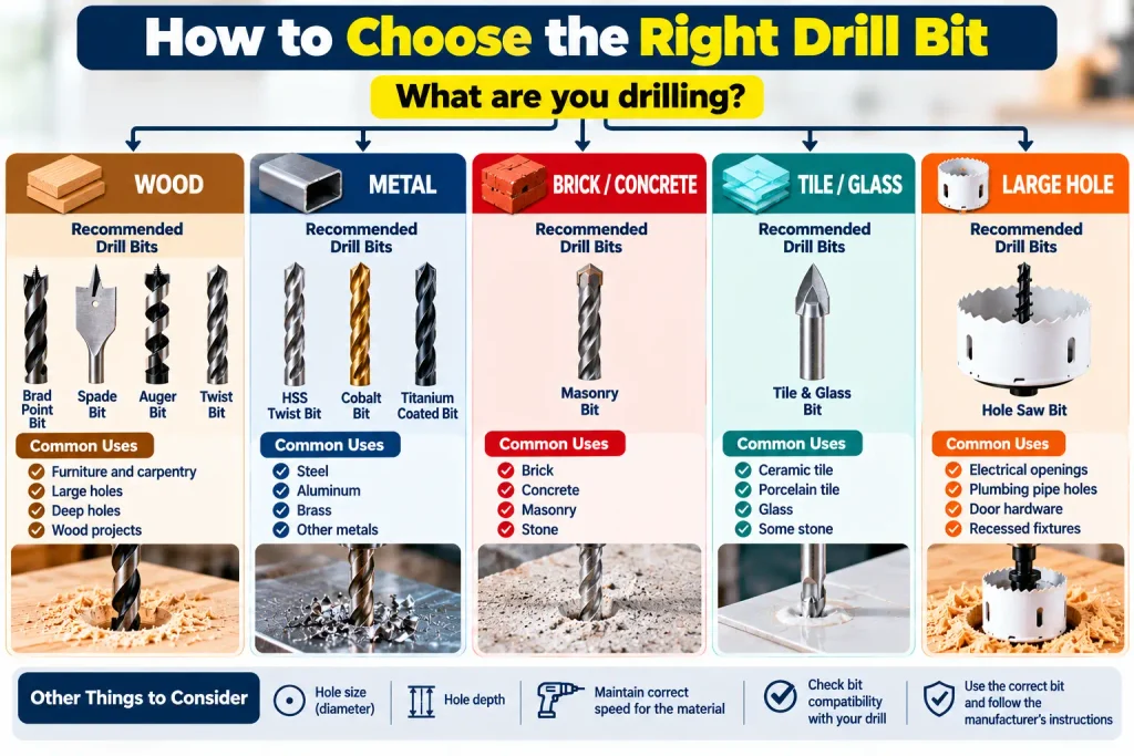 How to choose the right drill bit based on the material and hole size